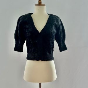 COPY - For Love and Lemons Puff Short Sleeve Faux Fur Cardigan Black XS!  Brand…